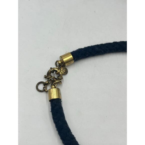 J. Crew MultiStrand Woven Blue Rope Bugandy and White Beaded Gold Tone Necklace - Picture 7 of 11